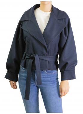 Cappottino corto con cinta e bottoni tinta unita Options